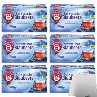 Teekanne Schwedische Blaubeere 20 Teebeutel 6er Pack (6x45g Packung) + usy Block