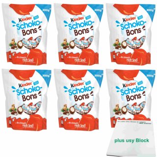 Ferrero Kinder Schoko Bons 6er Pack (6x300g Beutel) + usy Block