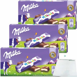 Milka Milkinis Riegel 3er Pack (3x87,5g Packung) + usy Block