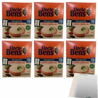 Uncle Bens Basmati & Jasmin Reis 10 Minuten 4x125g Kochbeutel 6er Pack (6x500g Packung) + usy Block