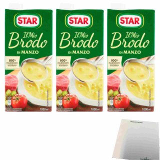 Star Il Mio Brodo di Manzo 3er Pack (3x1000ml Pack Rinderbrühe) + usy Block