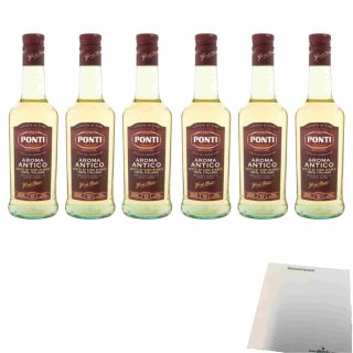 Ponti Aceto di Vino Bianco Aroma Antico 6er Pack (6x500ml Flasche Weißweinessig) + usy Block