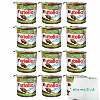 Ferrero nutella & GO! mit Haferflocken-Blaubeer-Sticks 12er Pack (12x54g Packung) + usy Block