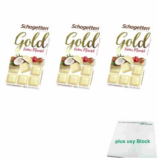 Schogetten Gold Kokos Mandel 3er Pack (3x100g) + usy Block