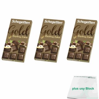 Schogetten Gold Haselnuss Kakao 3er Pack (3x100g) + usy Block