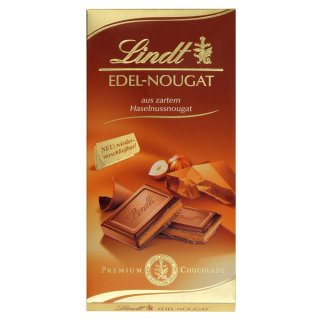 Lindt Edel-Nougat, aus zartem Haselnussnougat (1x100g Tafel)