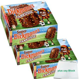 Storck Super Dickmanns Fanküsse Limited Edition 3er Pack (3x168g Packung, 18 Schokoküsse) + usy Block