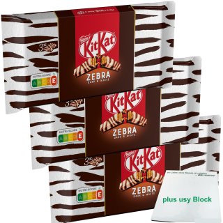 KitKat Zebra Dark & White 3er Pack (3x124,5g Packung) + usy Block