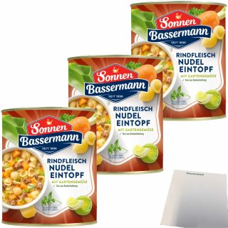 Sonnen Bassermann Rindfleisch-Nudel-Eintopf 3er Pack (3x 800g Dose) + usy Block