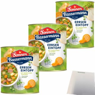 Sonnen Bassermann Erbsen-Eintopf 3er Pack (3x800g Dose) + usy Block