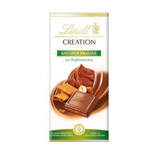 Lindt Creation Schokolade Knusper Praline mit Waffelstückchen (150g Tafel)
