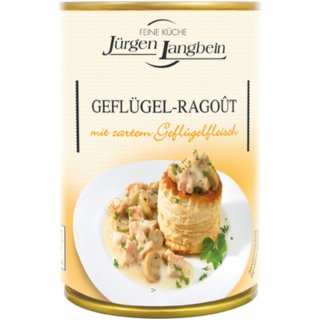 Jürgen Langbein Geflügel-Ragout mit zartem Geflügelfleisch 1er Pack (1x400g Dose)