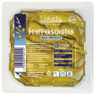 Liakada Pfefferschoten mild eingelegt (125g Packung)