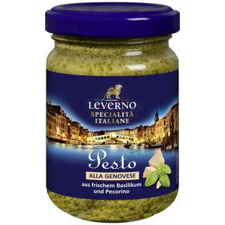 Leverno Pesto Alla Genovese aus frischem Basilikum und Pecorino (130g Glas)