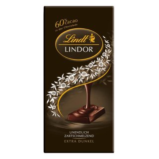 Lindt Lindor, Extra Dunkel Schokolade 60% cacao (1x100g Tafel)