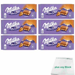 Milka Cookies Schokolade 6er Pack (6x100g Tafel) + usy Block