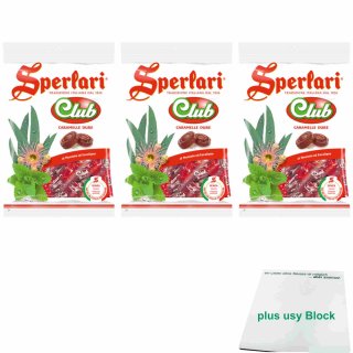 Sperlari Club Caramelle Dure 3er Pack (3x200g Beutel Menthol Eukalyptus Bonbons) + usy Block