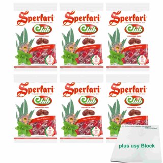 Sperlari Club Caramelle Dure 6er Pack (6x200g Beutel Menthol Eukalyptus Bonbons) + usy Block