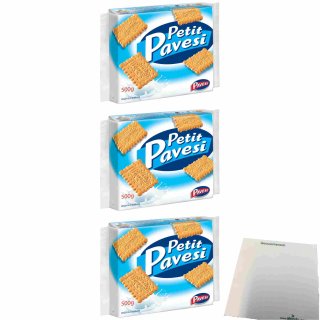 Petit Pavesi Kekse 3er Pack (3x500g Packung Butterkekse) + usy Block