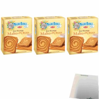 Mulino Bianco Fette Malto dOrzo 3er Pack (3x315g Packung Zwieback mit Gerstenmalz) + usy Block