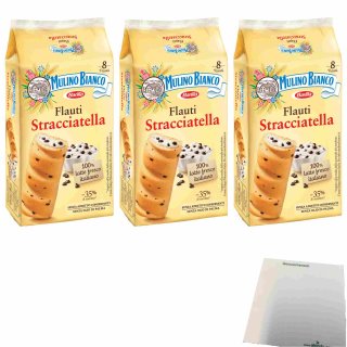 Mulino Bianco Flauti Stracciatella 3er Pack (3x280g Packung) + usy Block