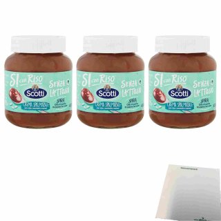 Scotti Crema Spalmabile con riso, nocciole e cacao 3er Pack (3x400g Glas) + usy Block