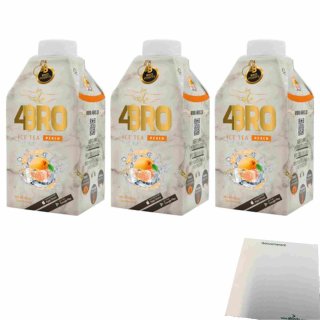 4Bro Ice Tea Peach 3er Pack (3x500ml Pack) + usy Block