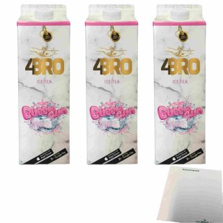 4Bro Ice Tea Bubblegum 3er Pack (3x1000ml Pack Eistee) + usy Block