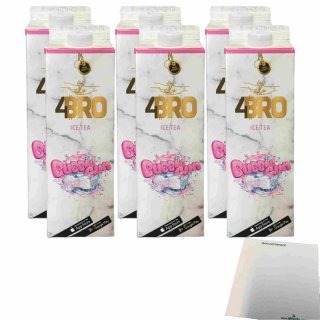 4Bro Ice Tea Bubblegum 6er Pack (6x1000ml Pack Eistee) + usy Block