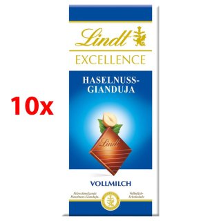 Lindt Excellence Schokolade Vollmilch Haselnuss-Gianduja (10x100g Tafel)