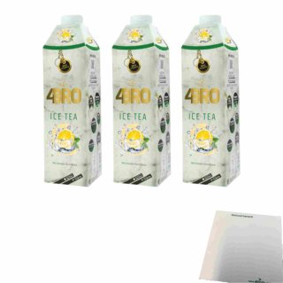 4Bro Ice Tea Lemon 3er Pack (3x1000ml Pack Eistee) + usy Block