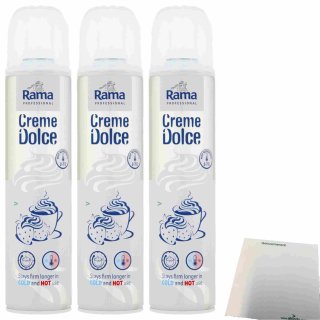 Rama Professional Creme Dolce 3er Pack (3x500ml Sprühdose Sprühsahne in Gastro Qualität) + usy Block
