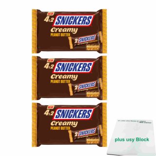 Snickers Creamy Peanut Butter 3er Pack (3x292g Packung) + usy Block