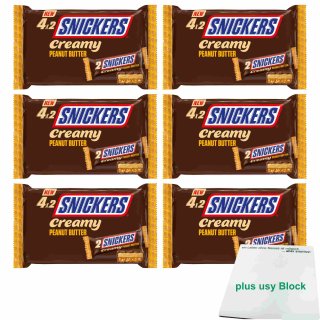 Snickers Creamy Peanut Butter 6er Pack (6x292g Packung) + usy Block