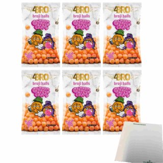 4Bro Broji Balls Bubblegum 6er Pack (6x75g Beutel Maissnack mit Kaugummi-Geschmack) + usy Block