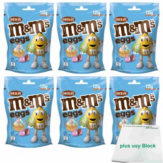 M&Ms Choco Eggs 6er Pack (6x135g Beutel) + usy Block