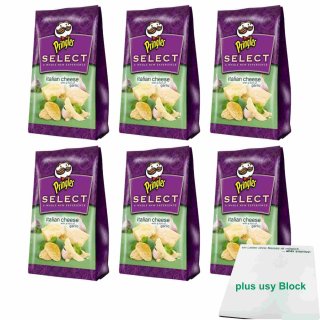 Pringles Select Italian Cheese with a Hint of Garlic Kartoffelchips 6er Pack (6x160g Beutel) + usy Block
