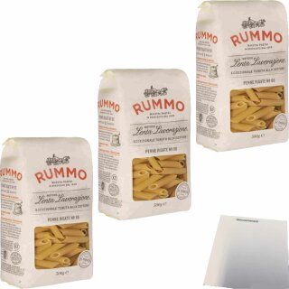 Rummo Lenta Lavorazione No.66 Penne Rigate 3er Pack (3x500g Packung Rundnudeln) + usy Block