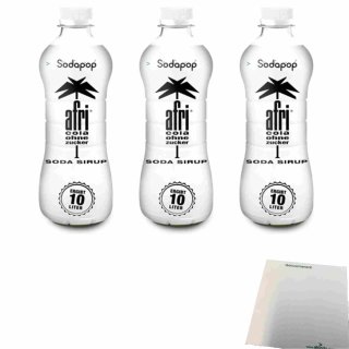 afri Cola Sirup ohne Zucker für Wassersprudler 3er Pack (3x500ml Flasche) + usy Block