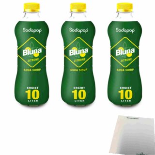 Bluna Zitrone Sirup für Wassersprudler 3er Pack (3x500ml Flasche) + usy Block