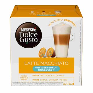 Nescafe Dolce Gusto Latte Macchiato, ungesüsst (2x8 Kapseln)