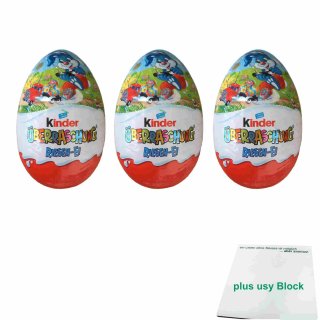 Ferrero Kinder Überraschung Riesen-Ei in blau 3er Pack (3x 220g Essbarer Anteil) + usy Block