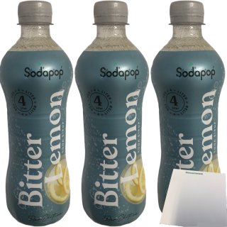Sodapop Sirup Bitter Lemon für Wassersprudler 3er Pack (3x 500ml Flasche) + usy Block