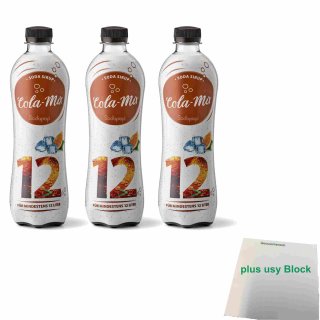 Sodapop Sirup Cola Mix mit Orange für Wassersprudler 3er Pack (3x 500ml Flasche) + usy Block