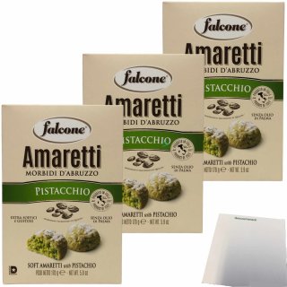 Falcone Amaretti Morbidi DAbruzzo Pistacchio "Amaretti Pistazie" 3er Pack (3x 170g) + usy Block