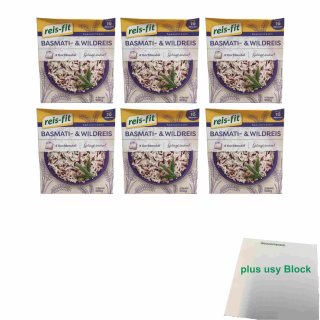 Reis-Fit Basmati & Wildreis Kochbeutel 6er Pack (6x 4x 125g Packung) + usy Block