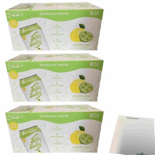 Jelly Belly Sparkling Water Lemon Lime USA 3er Pack (24x355ml Dose) + usy Block