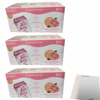Jelly Belly Sparkling Water Pink Grapefruit USA 3er Pack (24x355ml Dose) + usy Block