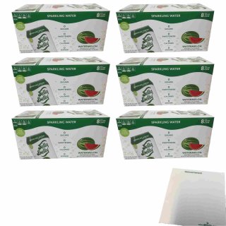 Jelly Belly Sparkling Water Watermelon USA 6er Pack (48x355ml Dose) + usy Block