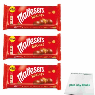 Maltesers Biscuits 3er Pack (3x 110g Packung) + usy Block